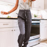 The Nicola High Waist Satin Joggers In Charcoal Image - 1