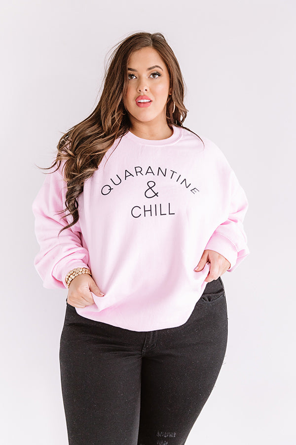 Quarantine And Chill Sweatshirt in Pink Curves