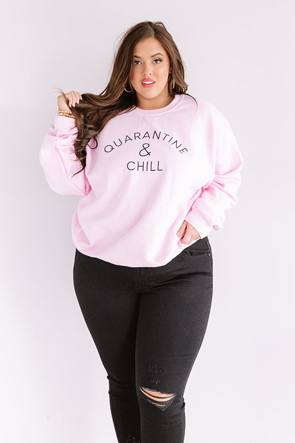 Quarantine And Chill Sweatshirt in Pink Curves Image - 3