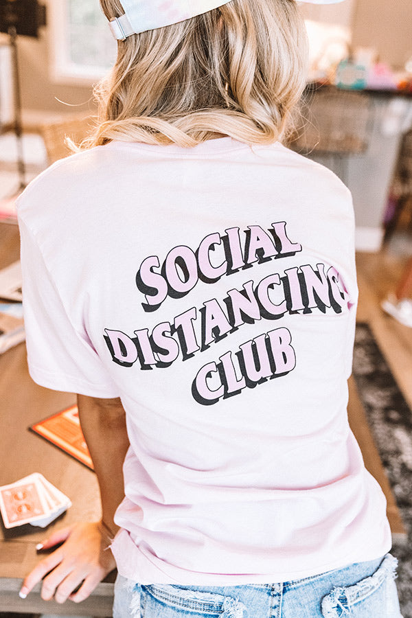 Social Distancing Club Tee In Pink