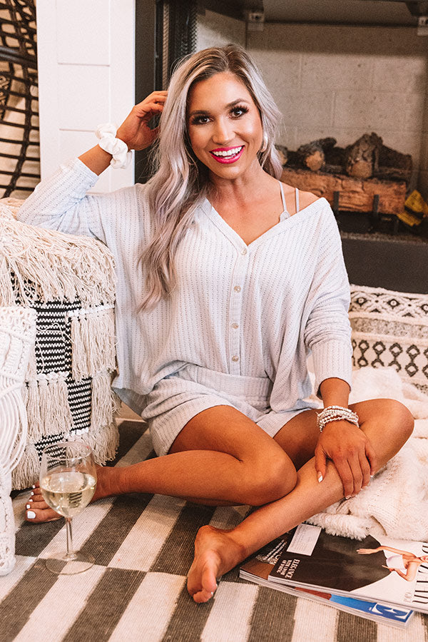 Lounge O' Clock Waffle Knit Top In Sky Blue Image - 1