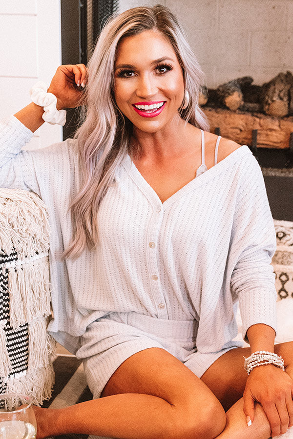 Lounge O' Clock Waffle Knit Top In Sky Blue Image - 5