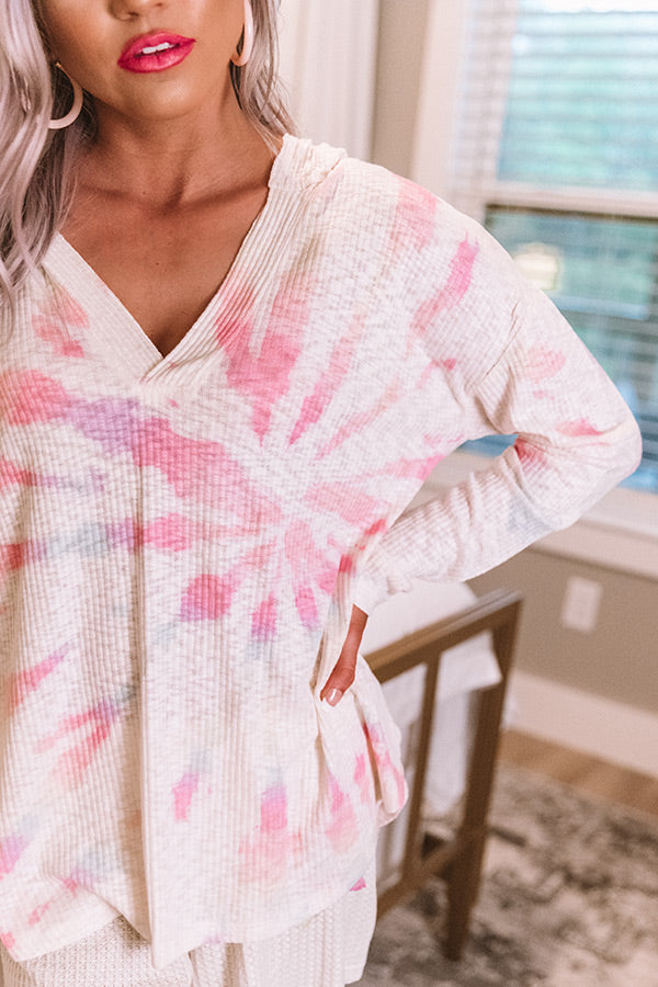 Mindful Morning Tie Dye Hoodie In Pink Image - 4