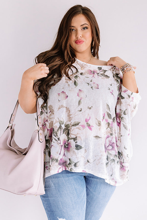 Small Town Memories Floral Knit Top Curves Image - 1