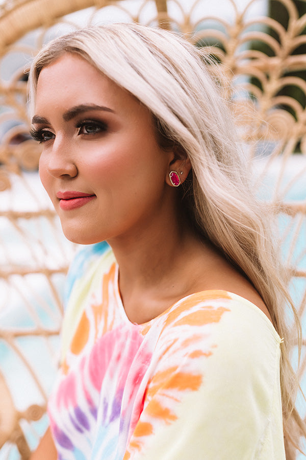 Kendra Scott Ellie Gold Stud Earrings in Azalea Illusion Image - 1