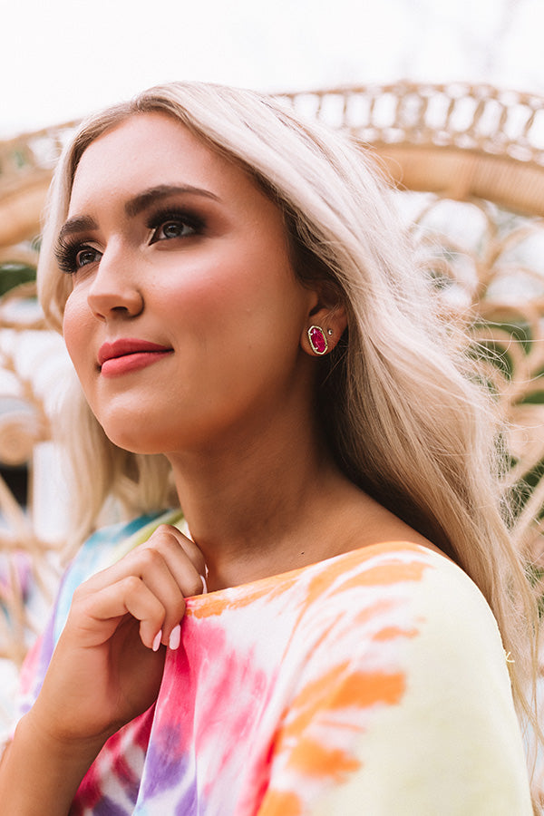 Kendra Scott Ellie Gold Stud Earrings in Azalea Illusion Image - 2