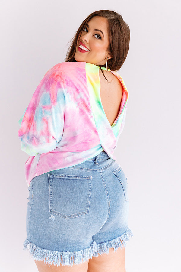 First Kiss Tie Dye Sweatshirt In Neon Yellow Curves Image - 5