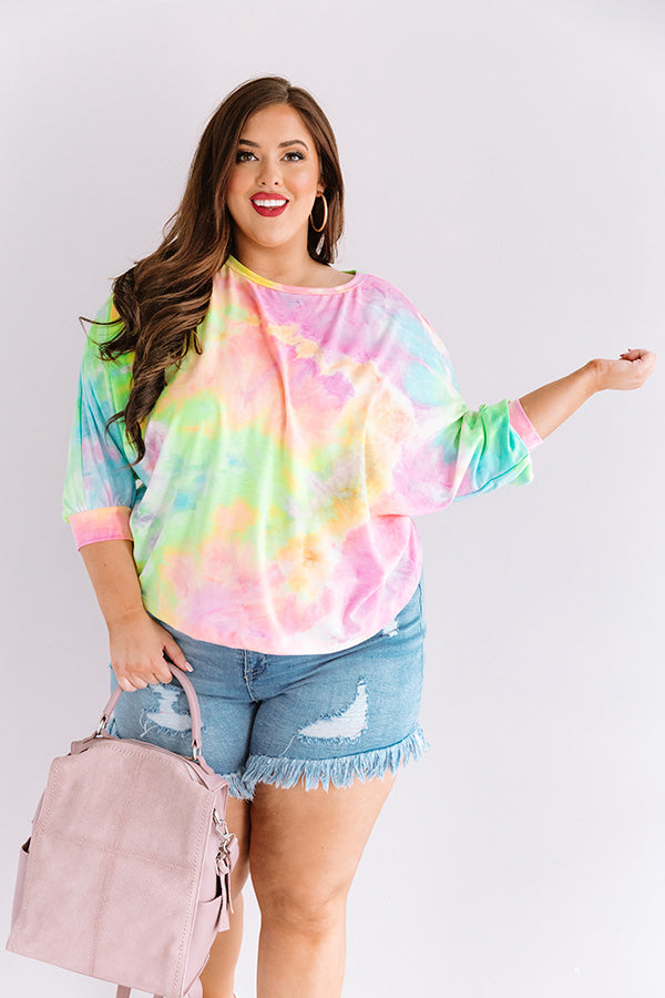 First Kiss Tie Dye Sweatshirt In Neon Yellow Curves Image - 1