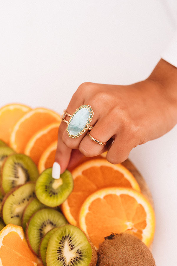 Kendra Scott Macrame Ellen Gold Cocktail Ring in Aqua Illusion Image - 2