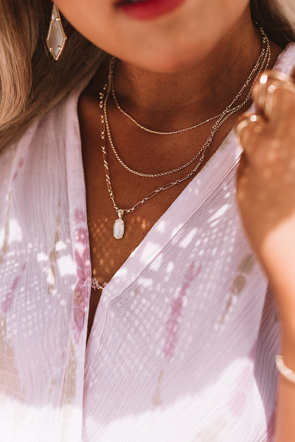 Kendra Scott Elisa Gold Triple Strand Necklace In Ivory Mother-Of-Pearl Image - 3