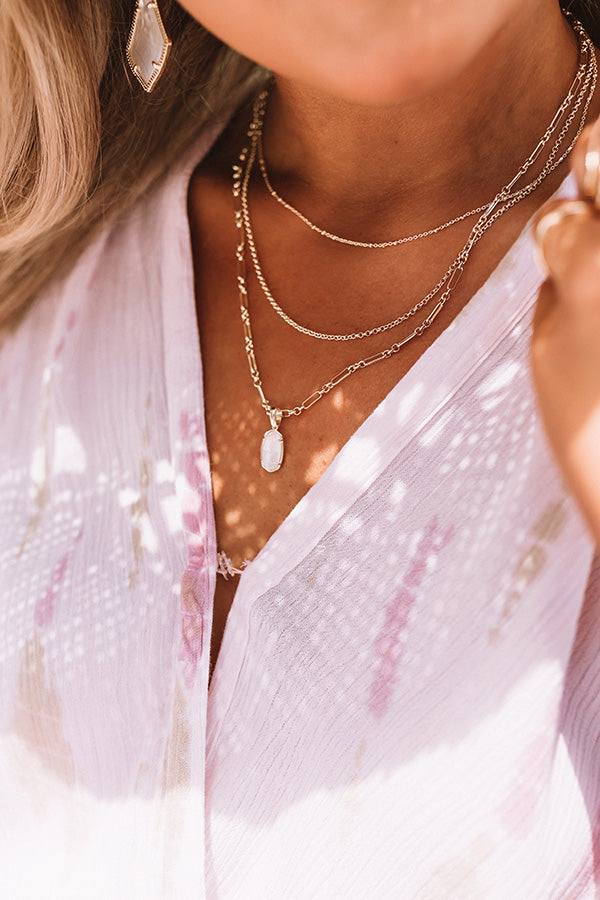 Kendra Scott Elisa Gold Triple Strand Necklace In Ivory Mother-Of-Pearl Image - 1