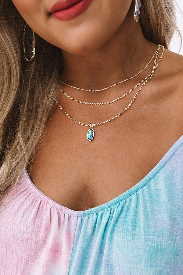 Kendra Scott Elisa Gold Triple Strand Necklace in Abalone Shell • Impressions Online Boutique