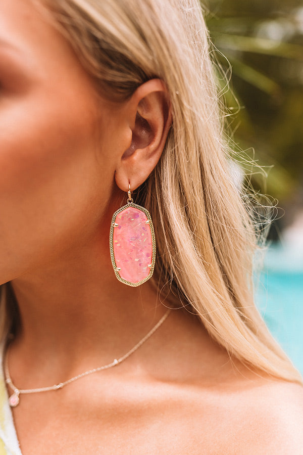 Kendra Scott Danielle Gold Statement Earrings in Iridescent Coral Illusion Image - 2
