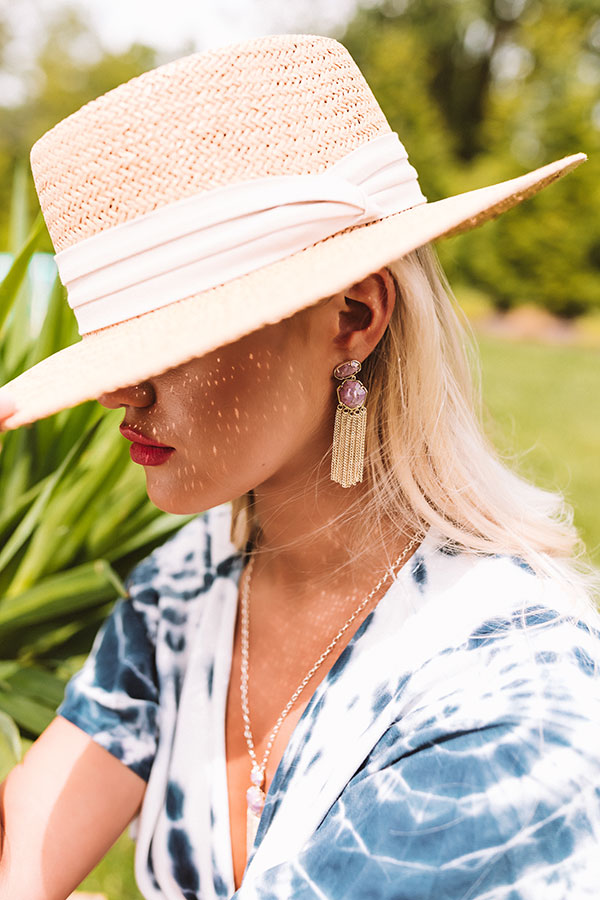 Kendra Scott Tae Gold Statement Earrings in Bronze Veined Lilac Magnesite Image - 3