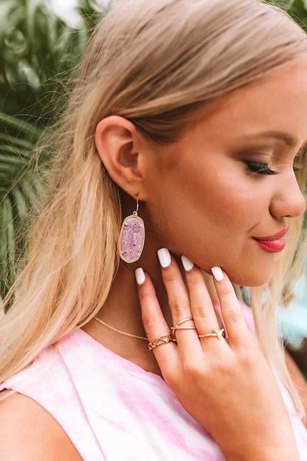 Kendra Scott Elle Gold Drop Earrings in Bronze Veined Lilac Magnesite Image - 3