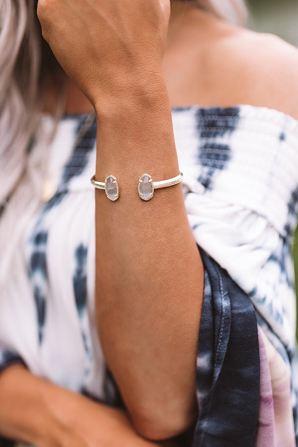 Kendra Scott Elton Gold Cuff Bracelet in Slate Cats Eye Image - 1