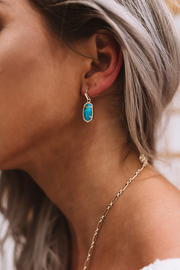 Kendra Scott Lee Gold Drop Earrings in Bronze Veined Turquoise Magnesite Image - 4