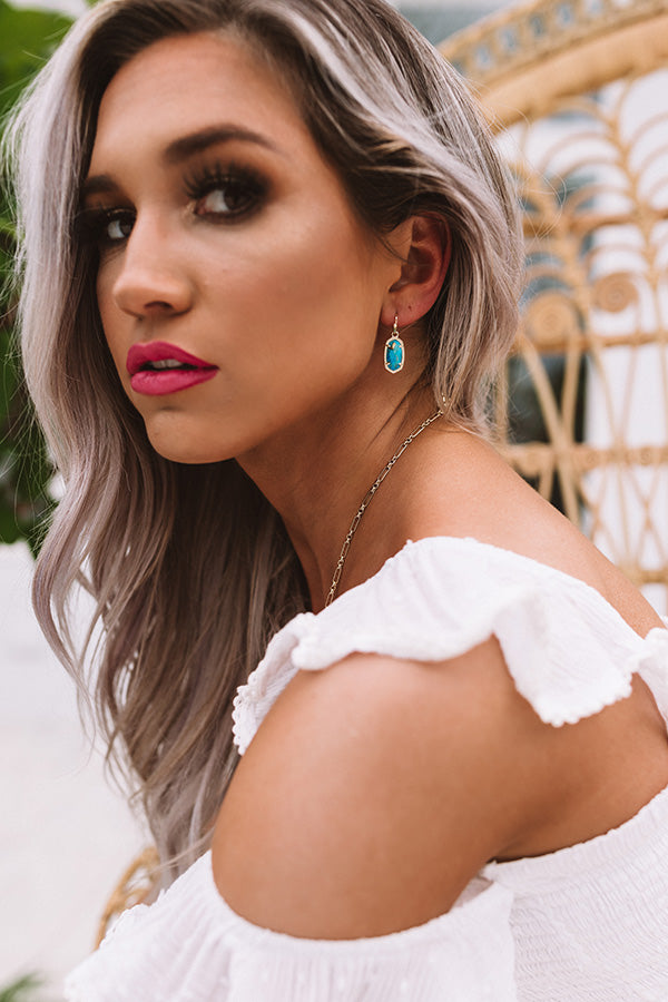 Kendra Scott Lee Gold Drop Earrings in Bronze Veined Turquoise Magnesite Image - 2