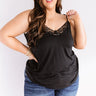 Ticket To Style Lace Trim Tank In Black Curves Image - 1