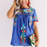 Maldives Morning Embroidered Top In Royal Blue Image - 1