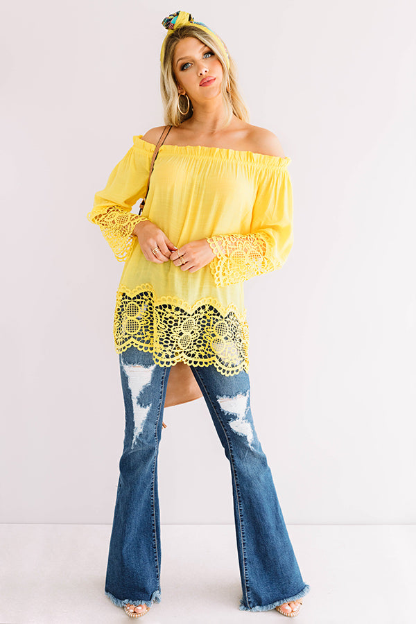 Docking At Sunset Crochet Top In Yellow • Impressions Online Boutique