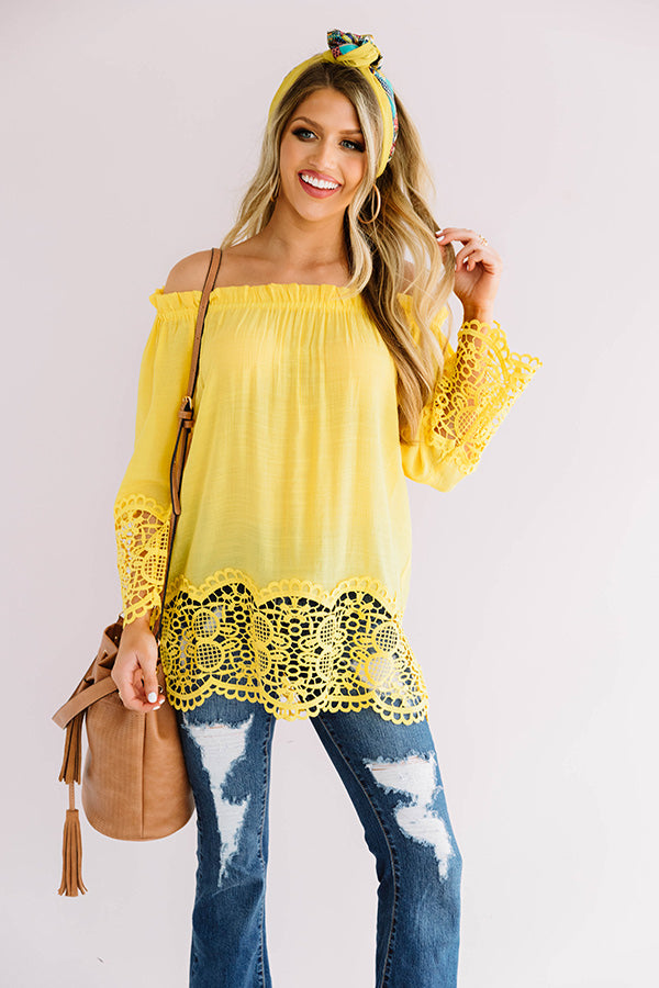 Docking At Sunset Crochet Top In Yellow Image - 2