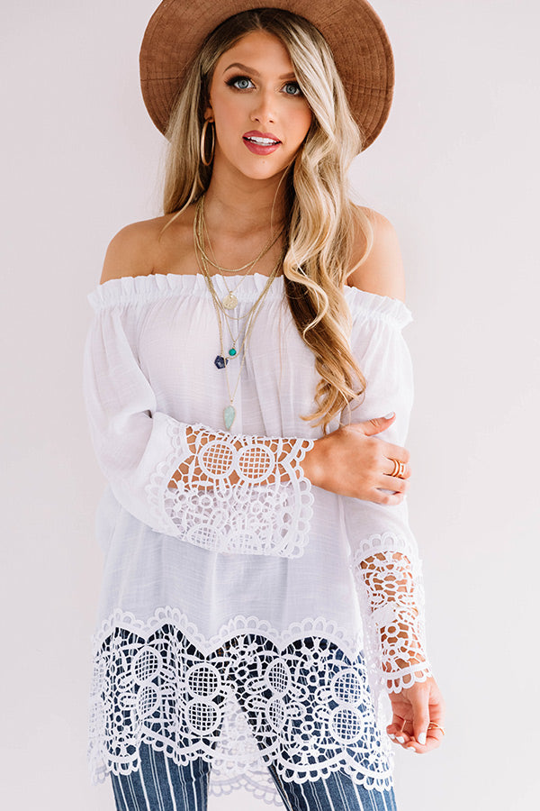 Docking At Sunset Crochet Top In White • Impressions Online Boutique