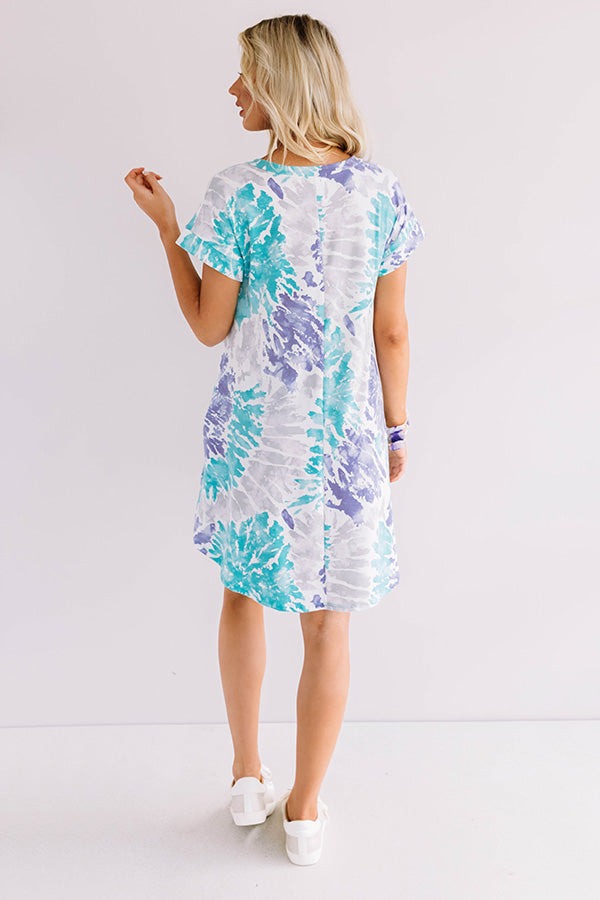 Beyond The Beach Tie Dye Shift Dress in Turquoise Image - 5