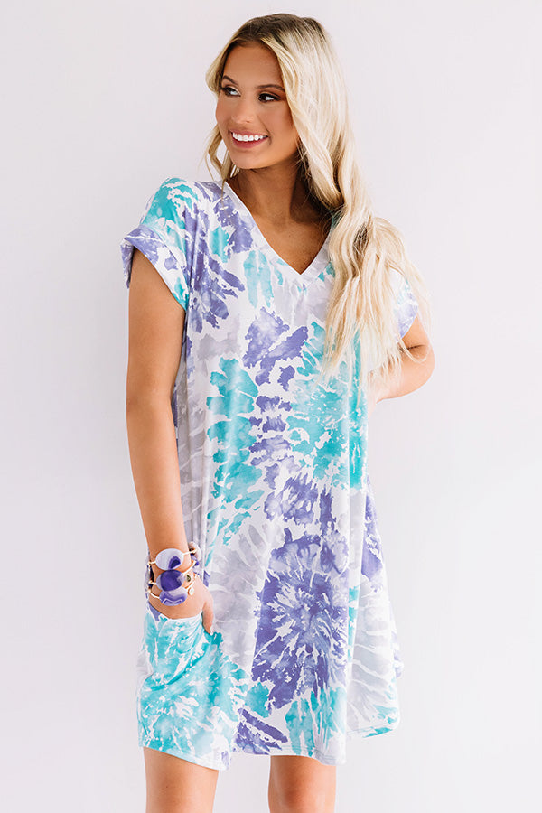 Beyond The Beach Tie Dye Shift Dress in Turquoise Image - 1