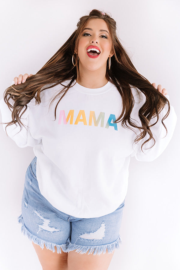 Colorful Mama Sweatshirt in White Curves Image - 1