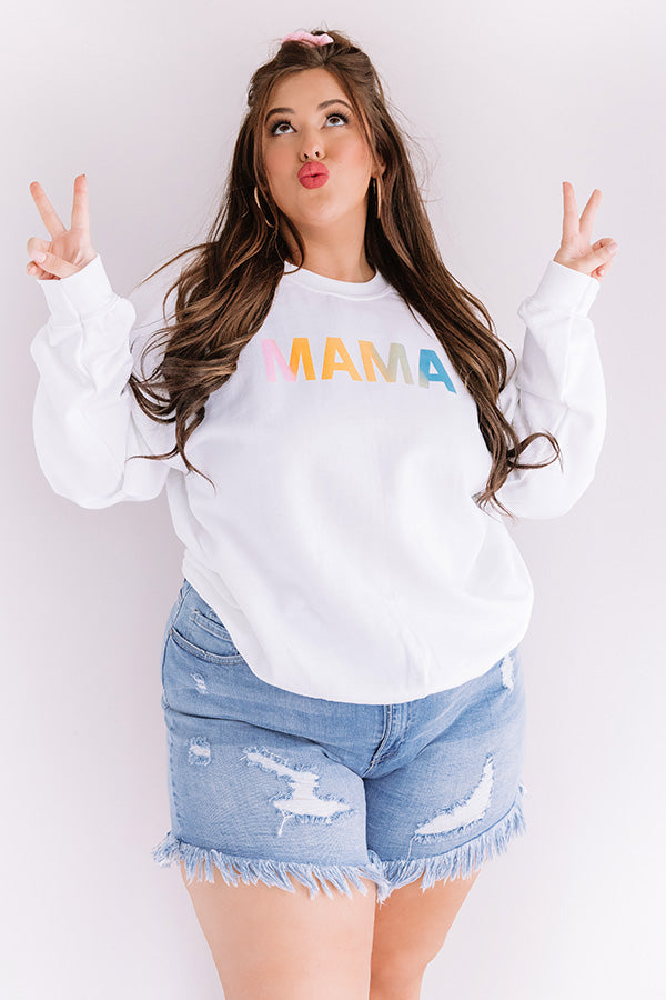 Colorful Mama Sweatshirt in White Curves Image - 1