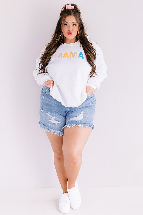 Colorful Mama Sweatshirt in White Curves Image - 1