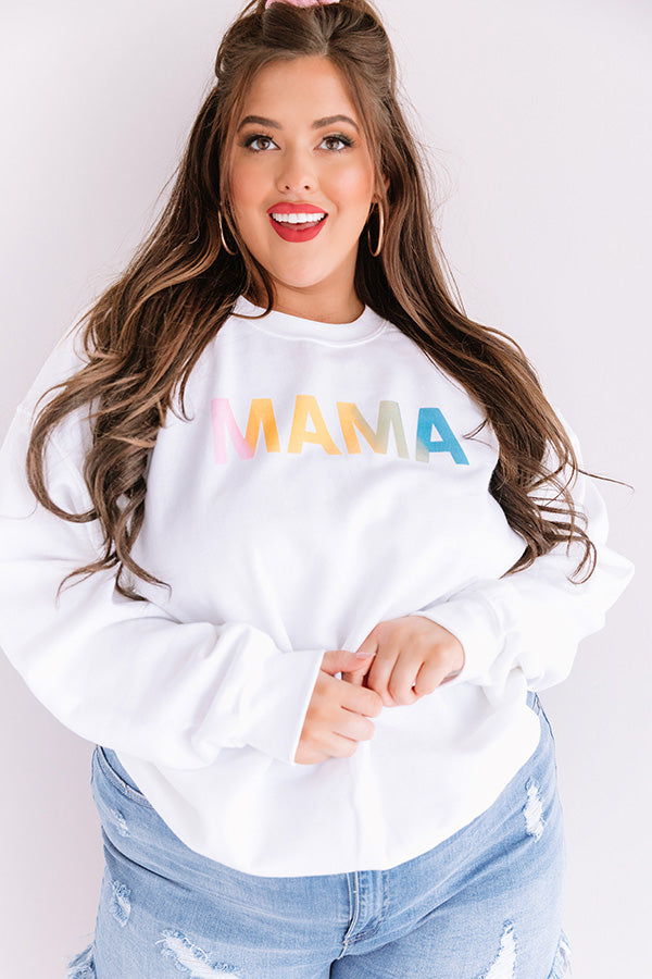 Colorful Mama Sweatshirt in White Curves Image - 1
