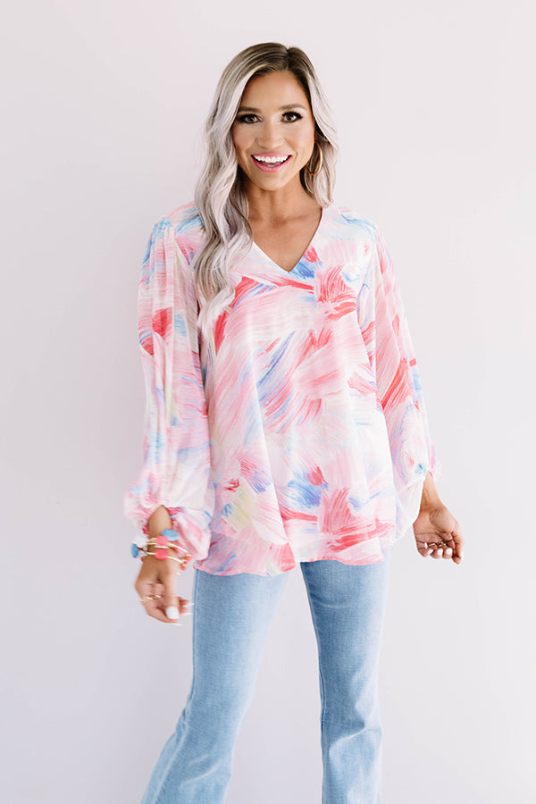 Runaway Fabulous Watercolor Shift Top In Pink Image - 1