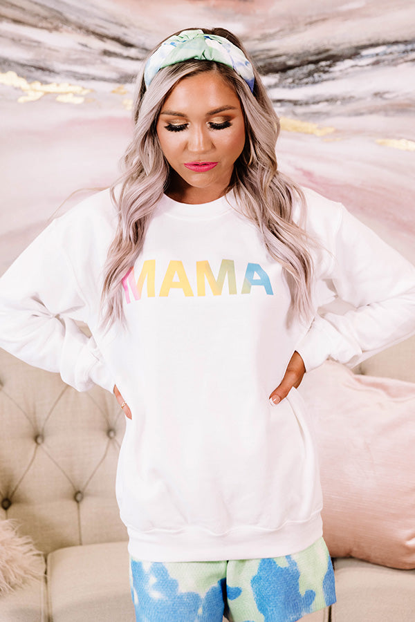 Colorful Mama Sweatshirt in White