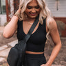 Time To Lounge Ribbed Crop Top in Black Image - 1