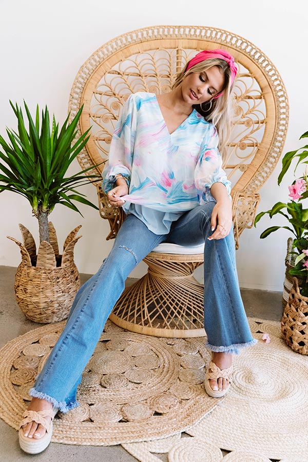 Runaway Fabulous Watercolor Shift Top In Blue Image - 1