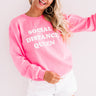 Social Distance Queen Sweatshirt in Neon Pink Image - 1