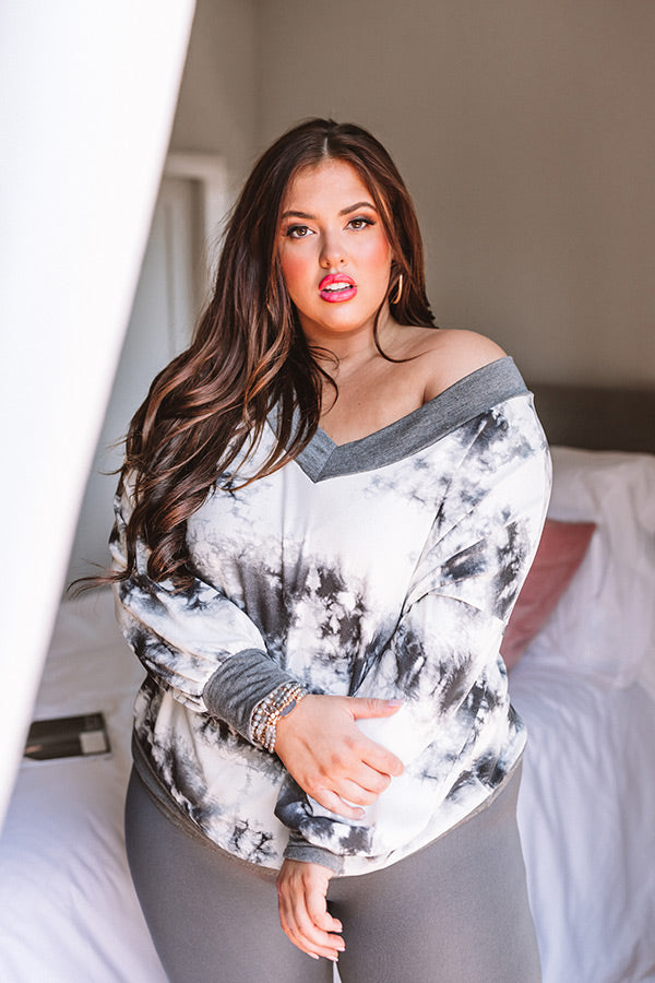Luck And Lounging Tie Dye Sweatshirt In Ivory Curves Image - 1
