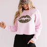 Leopard Lips Crop Sweatshirt in Pink Image - 1
