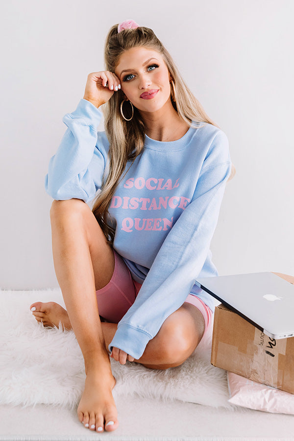 Social Distance Queen Sweatshirt in Sky Blue Image - 1