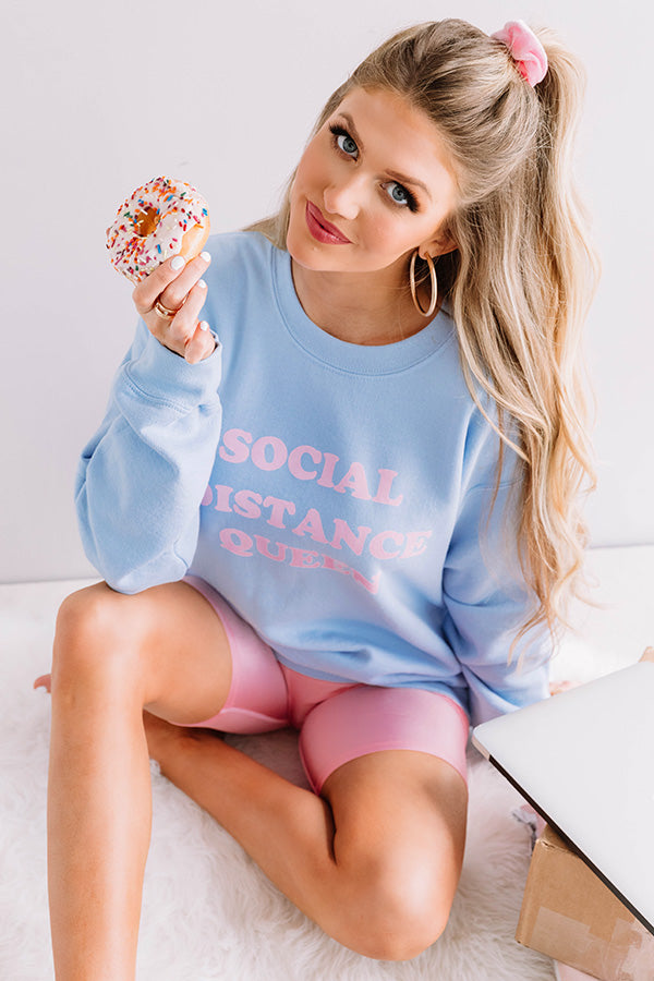 Social Distance Queen Sweatshirt in Sky Blue Image - 5