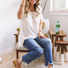 Simple Pleasures Frayed Top In White Image - 1