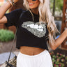 Leopard Lips Crop Top in Black Image - 1
