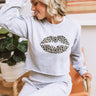 Leopard Lips Crop Sweatshirt in Grey Image - 1