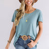 Simple Pleasures Frayed Top In Turquoise Image - 1