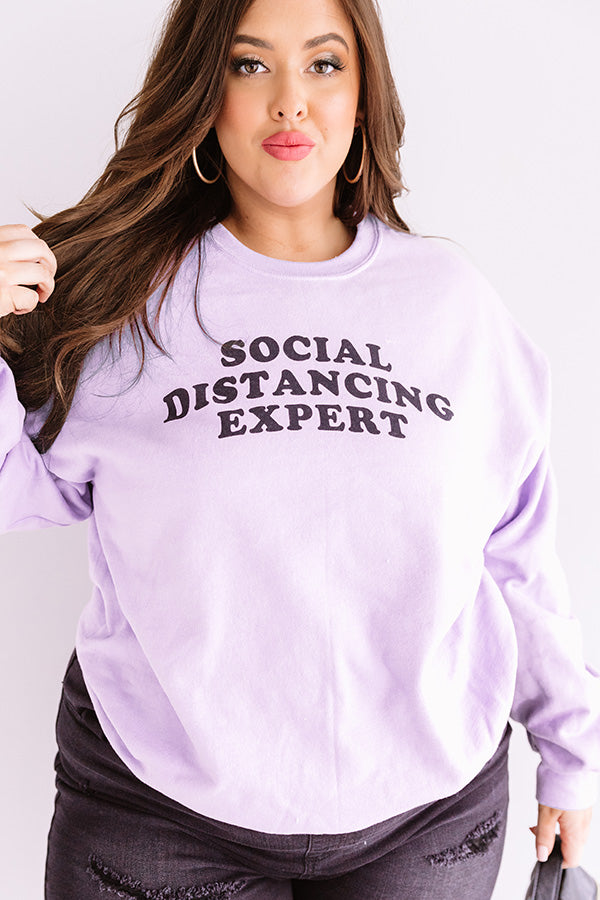 Social Distancing Expert Sweatshirt in Lavender Curves Image - 4
