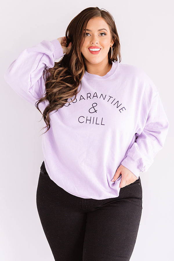 Quarantine And Chill Sweatshirt In Lavender Curves Image - 1