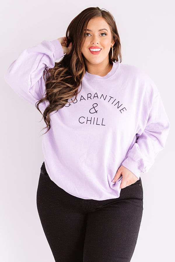Quarantine And Chill Sweatshirt In Lavender Curves