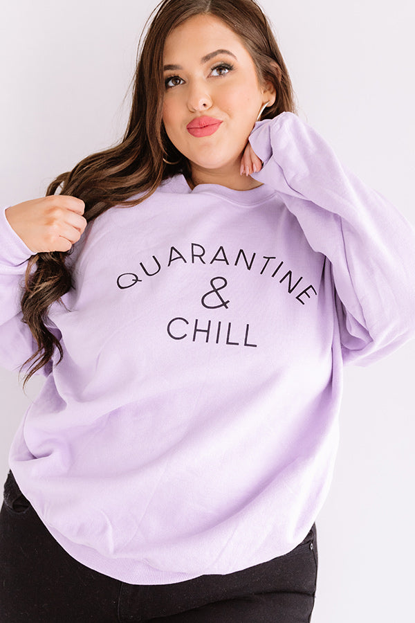 Quarantine And Chill Sweatshirt In Lavender Curves Image - 3